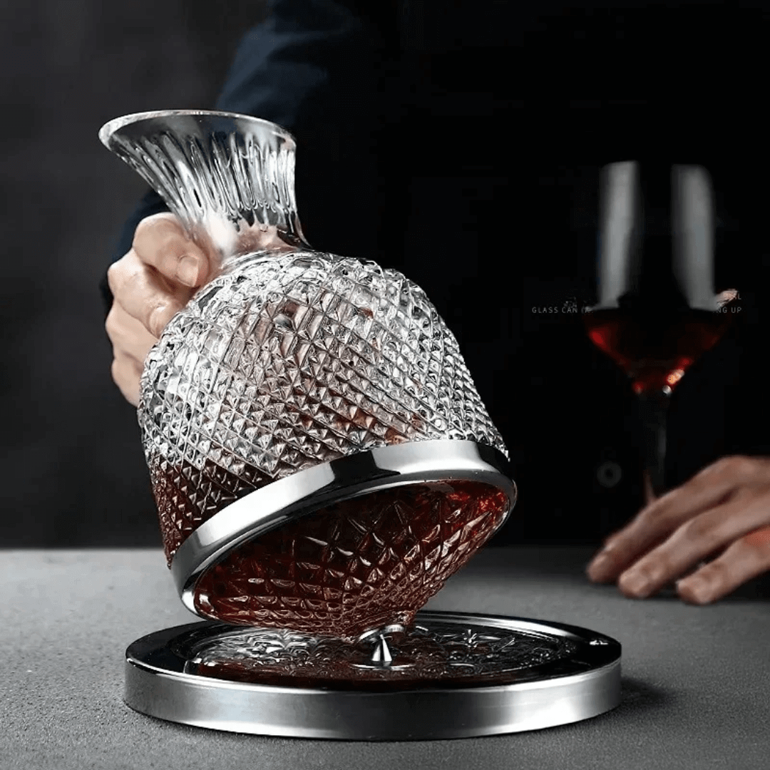 Carafe à décanter rotative en cristal, argent ou or