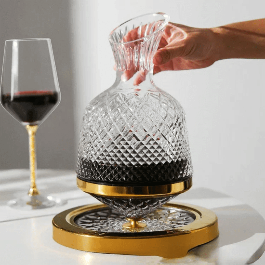 Carafe à décanter rotative en cristal, argent ou or