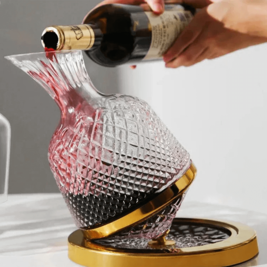 Carafe à décanter rotative en cristal, argent ou or