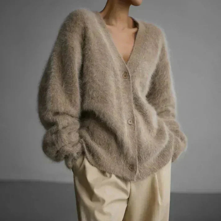 Cardigan femme col V ample et boutonné, du S au XL