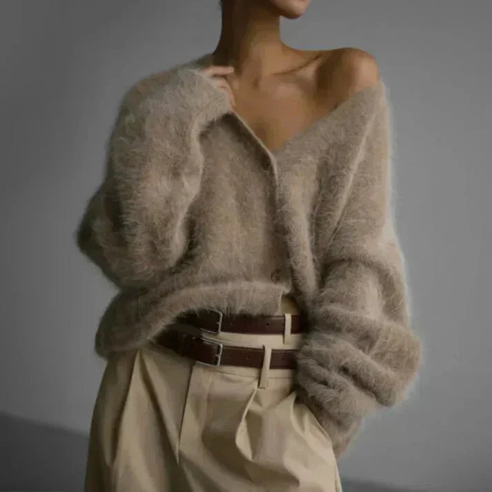 Cardigan femme col V ample et boutonné, du S au XL