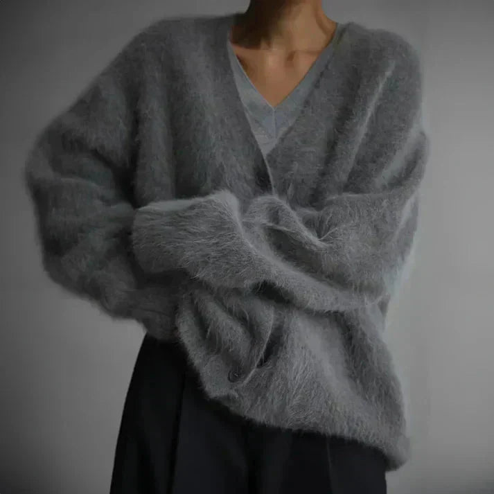 Cardigan femme col V ample et boutonné, du S au XL