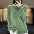 Cardigan femme col rond boutonné, neuf coloris, du S au 2XL, vert