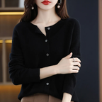 Cardigan femme col rond boutonné, neuf coloris, du S au 2XL, noir