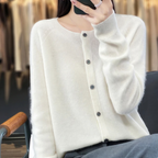 Cardigan femme col rond boutonné, neuf coloris, du S au 2XL, blanc