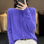Cardigan femme col rond boutonné, neuf coloris, du S au 2XL, pourpre