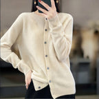 Cardigan femme col rond boutonné, neuf coloris, du S au 2XL, beige