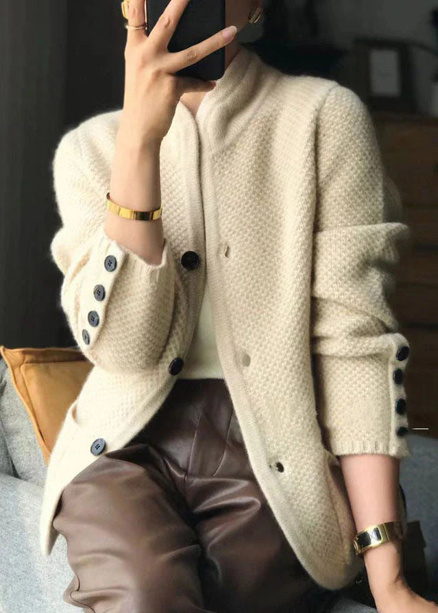 Cardigan femme coupe près du corps, blanc cassé ou marron