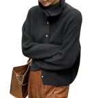 Cardigan femme en maille à col montant, coupe ample, S au 2XL, noir