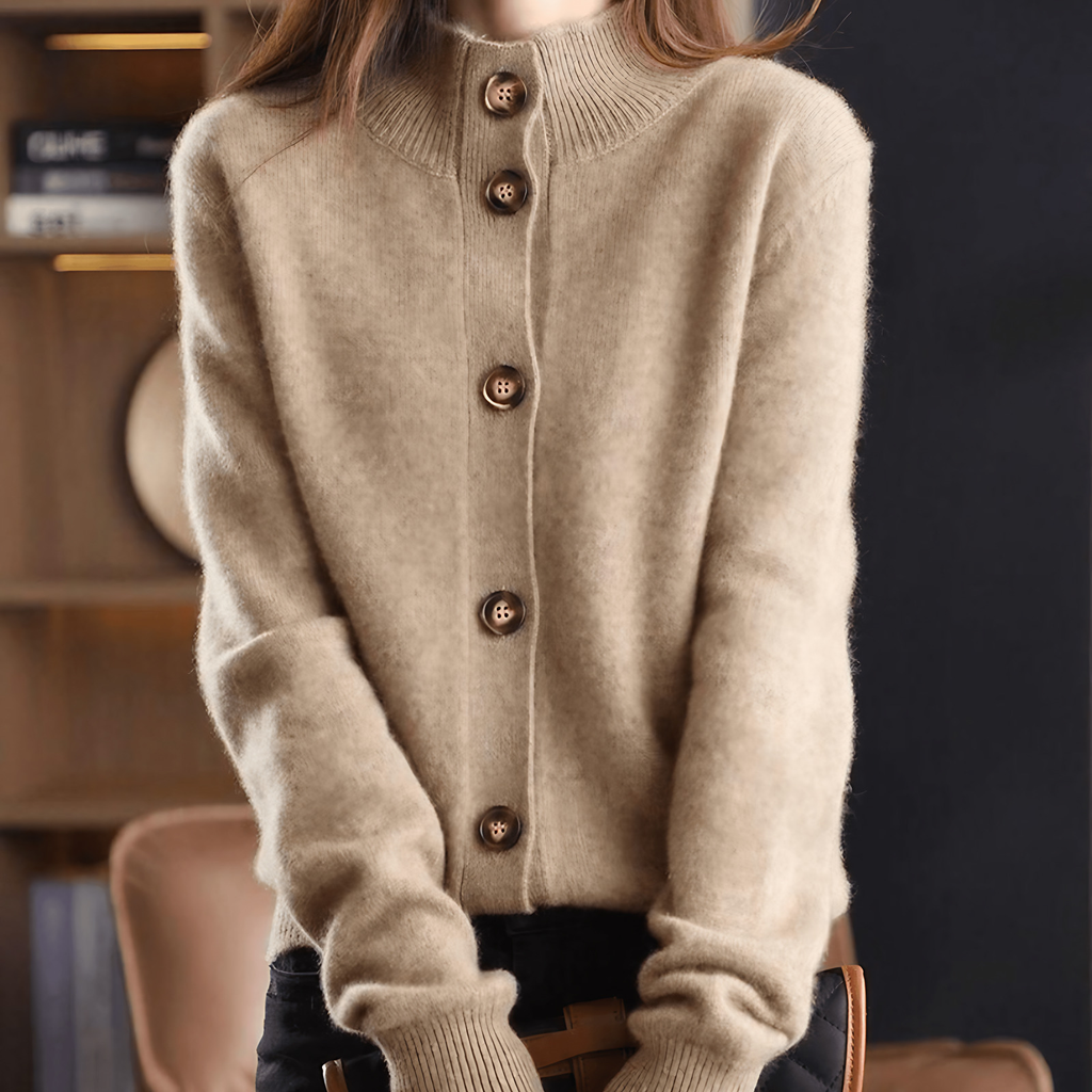Cardigan femme doux, beige, kaki, orange ou noir, khaki