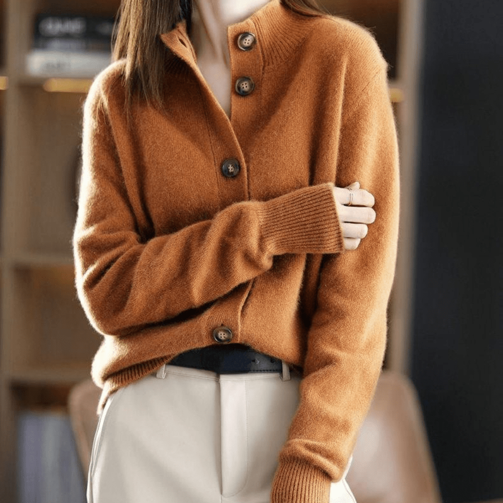 Cardigan femme doux, beige, kaki, orange ou noir
