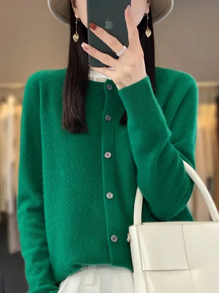 Cardigan femme toutes saisons, quinze coloris, du S au 2XL, vert