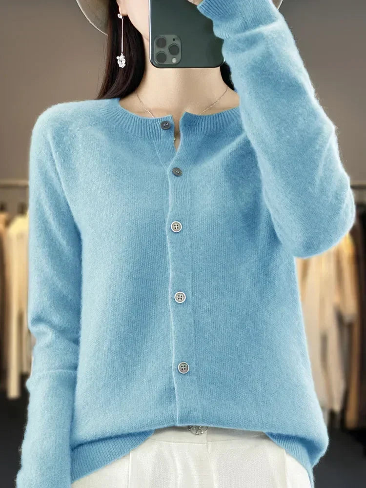 Cardigan femme toutes saisons, quinze coloris, du S au 2XL, bleu lac
