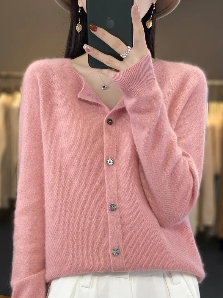 Cardigan femme toutes saisons, quinze coloris, du S au 2XL, rose