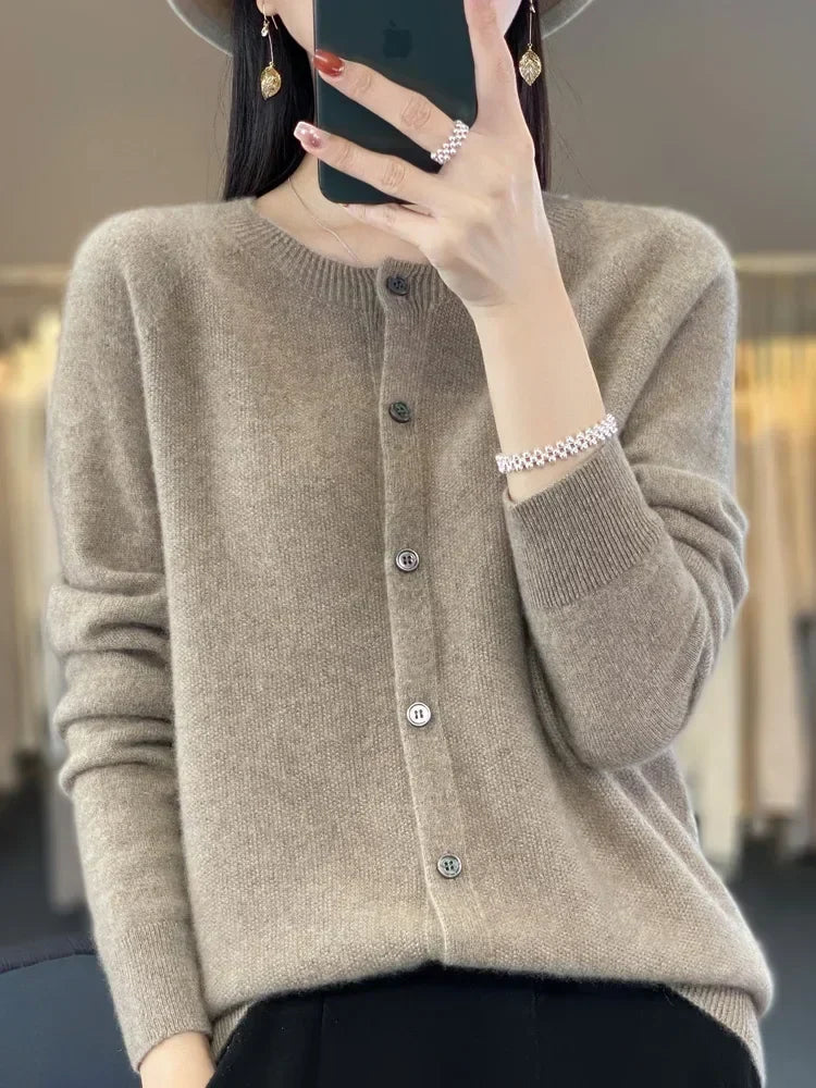 Cardigan femme toutes saisons, quinze coloris, du S au 2XL, camel