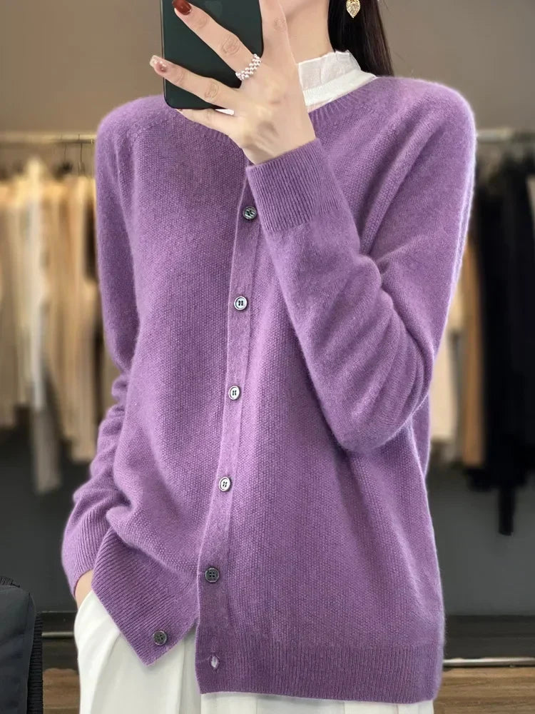 Cardigan femme toutes saisons, quinze coloris, du S au 2XL, violet