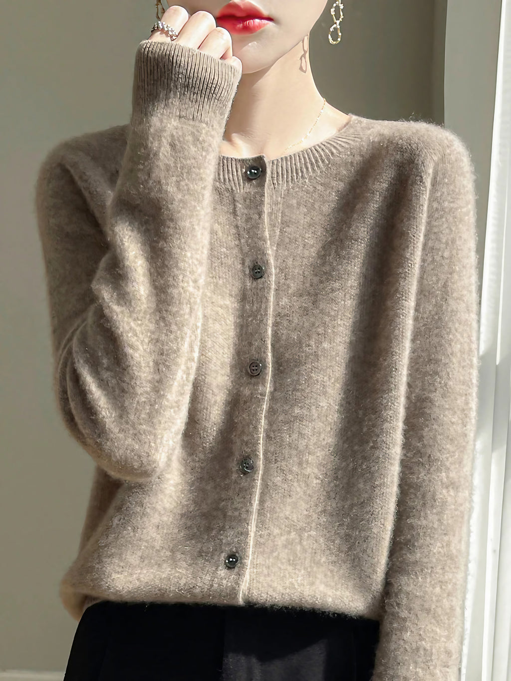 Cardigan femme en maille fine, dix coloris, du S au 2XL, chameau