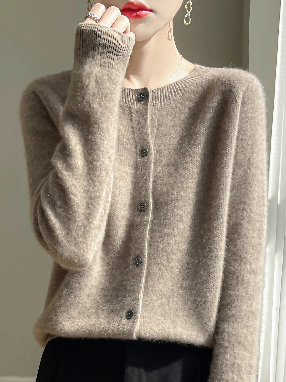 Cardigan femme en maille fine, dix coloris, du S au 2XL, chameau
