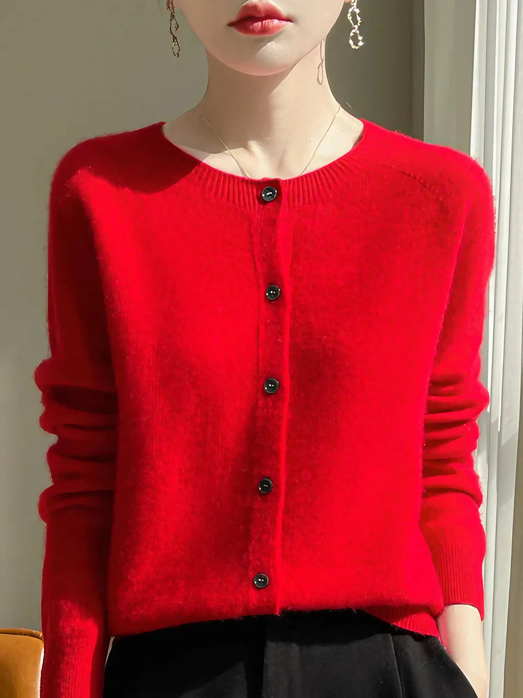 Cardigan femme en maille fine, dix coloris, du S au 2XL, rouge