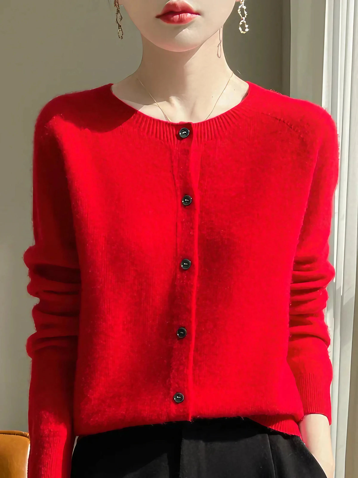 Cardigan femme en maille fine, dix coloris, du S au 2XL, rouge