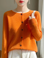 Cardigan femme en maille fine, dix coloris, du S au 2XL, orange