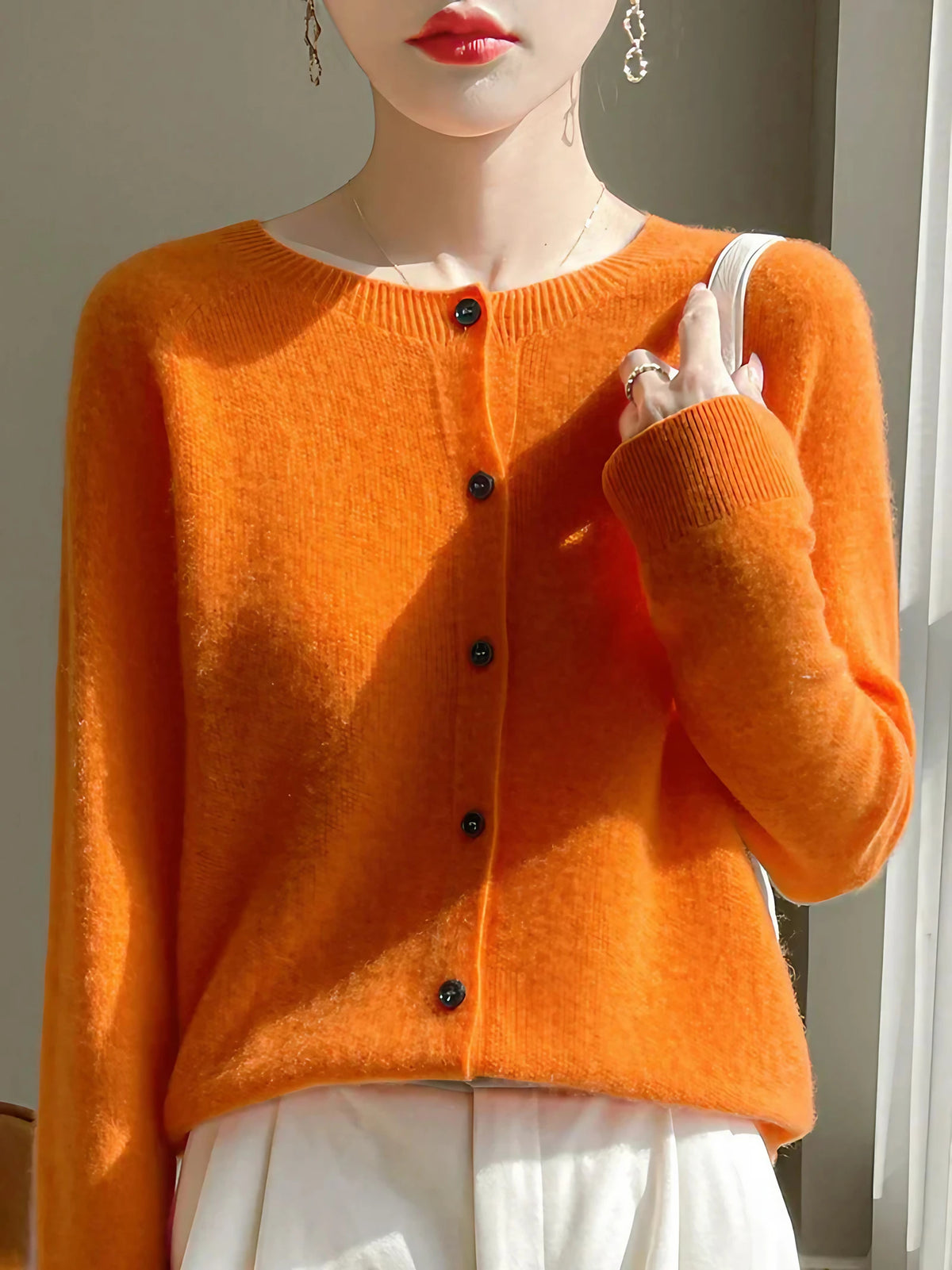 Cardigan femme en maille fine, dix coloris, du S au 2XL, orange