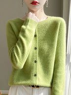 Cardigan femme en maille fine, dix coloris, du S au 2XL, vert pomme