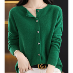 Cardigan femme à col rond, treize coloris, du XS au 3XL, vert foncé