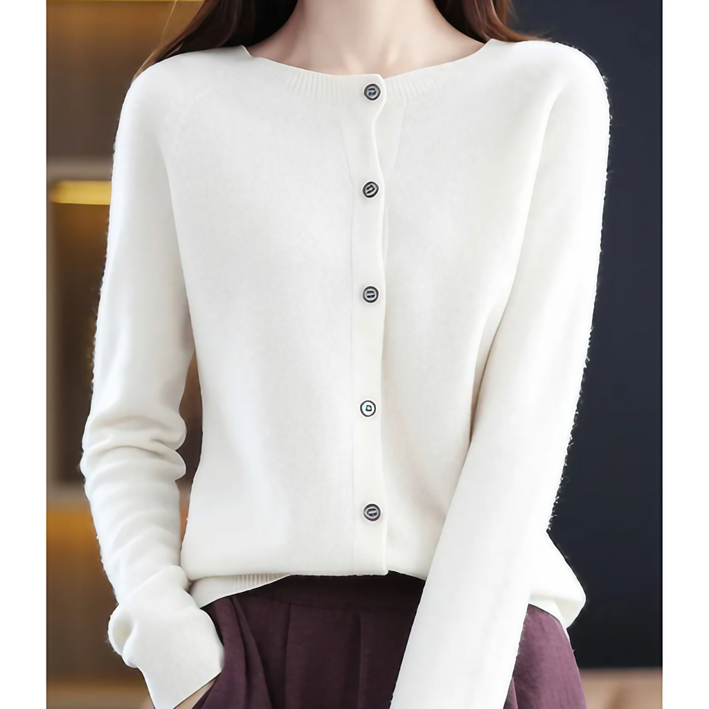 Cardigan femme à col rond, treize coloris, du XS au 3XL, blanc