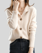 Cardigan femme col V boutonné, cinq coloris, du S au 2XL, beige