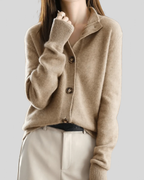 Cardigan femme col V boutonné, cinq coloris, du S au 2XL, marron
