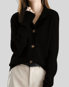 Cardigan femme col V boutonné, cinq coloris, du S au 2XL, noir