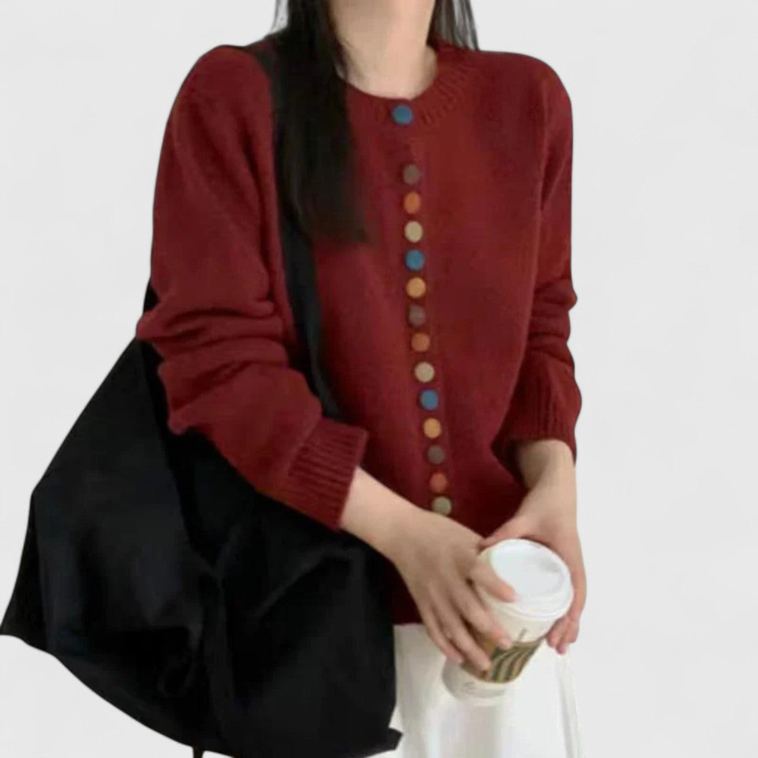 Cardigan femme boutonné, coupe droite, une seule taille