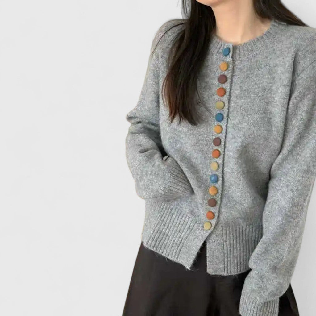 Cardigan femme boutonné, coupe droite, une seule taille