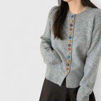 Cardigan femme boutonné, coupe droite, une seule taille