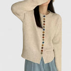 Cardigan femme boutonné, coupe droite, une seule taille