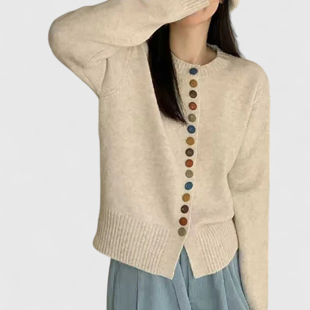Cardigan femme boutonné, coupe droite, une seule taille