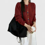 Cardigan femme boutonné, coupe droite, une seule taille, rouge