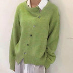 Cardigan femme enveloppant à bouton asymétrique, trois coloris, vert