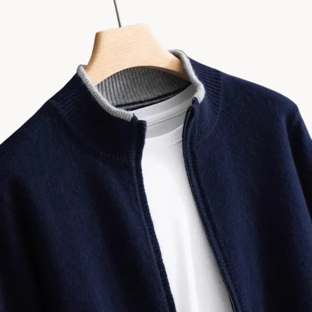 Cardigan homme à fermeture éclair, trois coloris, du S au 3XL, bleu marine