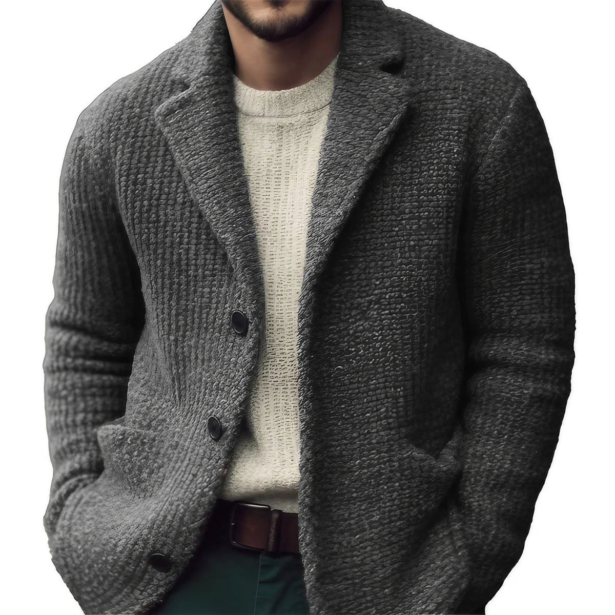 Cardigan homme boutonné à manches longues, du XS au 4XL, gris