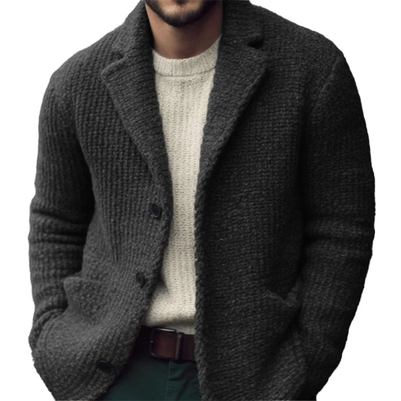 Cardigan homme boutonné à manches longues, du XS au 4XL, noir
