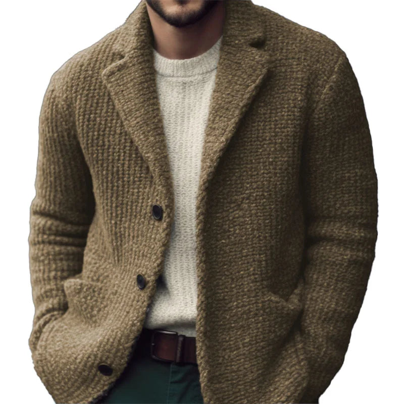 Cardigan homme boutonné à manches longues, du XS au 4XL, kaki
