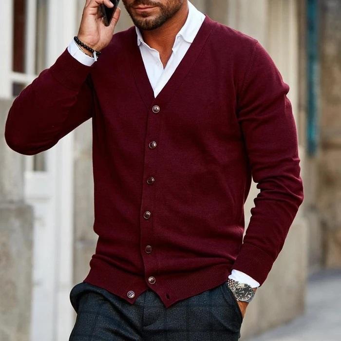 Cardigan homme à coupe moderne, cinq coloris, du S au 4XL
