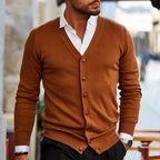 Cardigan homme à coupe moderne, cinq coloris, du S au 4XL, marron foncé