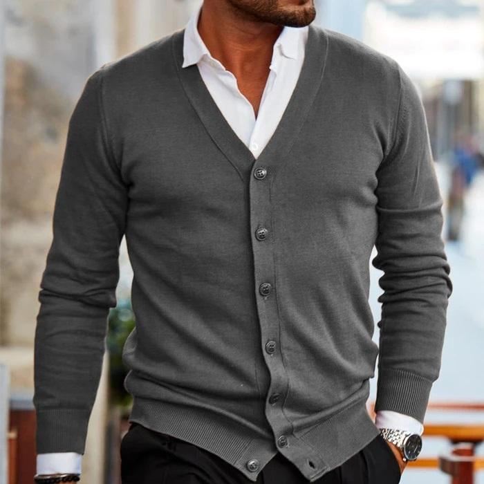 Cardigan homme à coupe moderne, cinq coloris, du S au 4XL, gris
