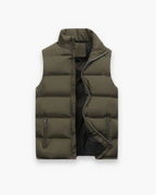 Gilet sans manches homme zippé à col montant, du M au 3XL, vert