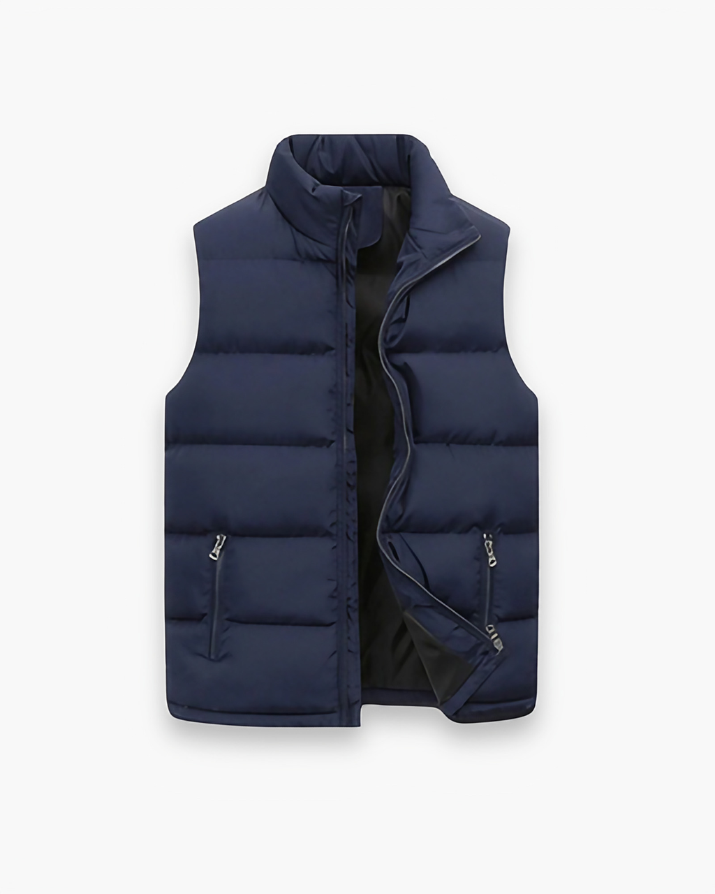 Gilet sans manches homme zippé à col montant, du M au 3XL, bleu foncé