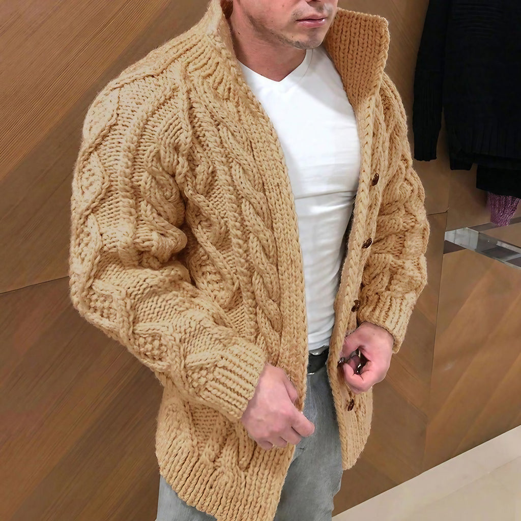 Cardigan homme en tricot, cinq coloris, du M au 3XL, kaki