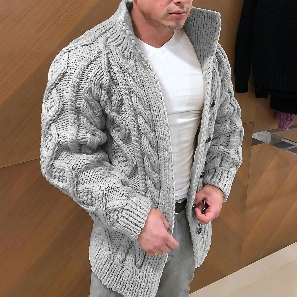 Cardigan homme en tricot, cinq coloris, du M au 3XL, gris